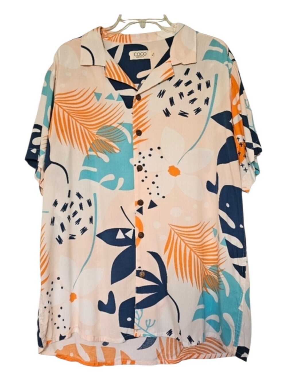 Coco Republic Pink Orange Blue Hawaiian Shirt Men's Size XL‎